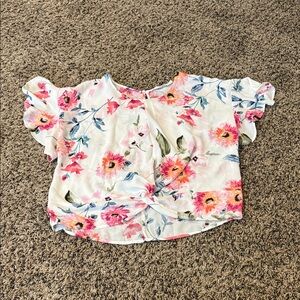 Floral Blouse with Pink and White Design